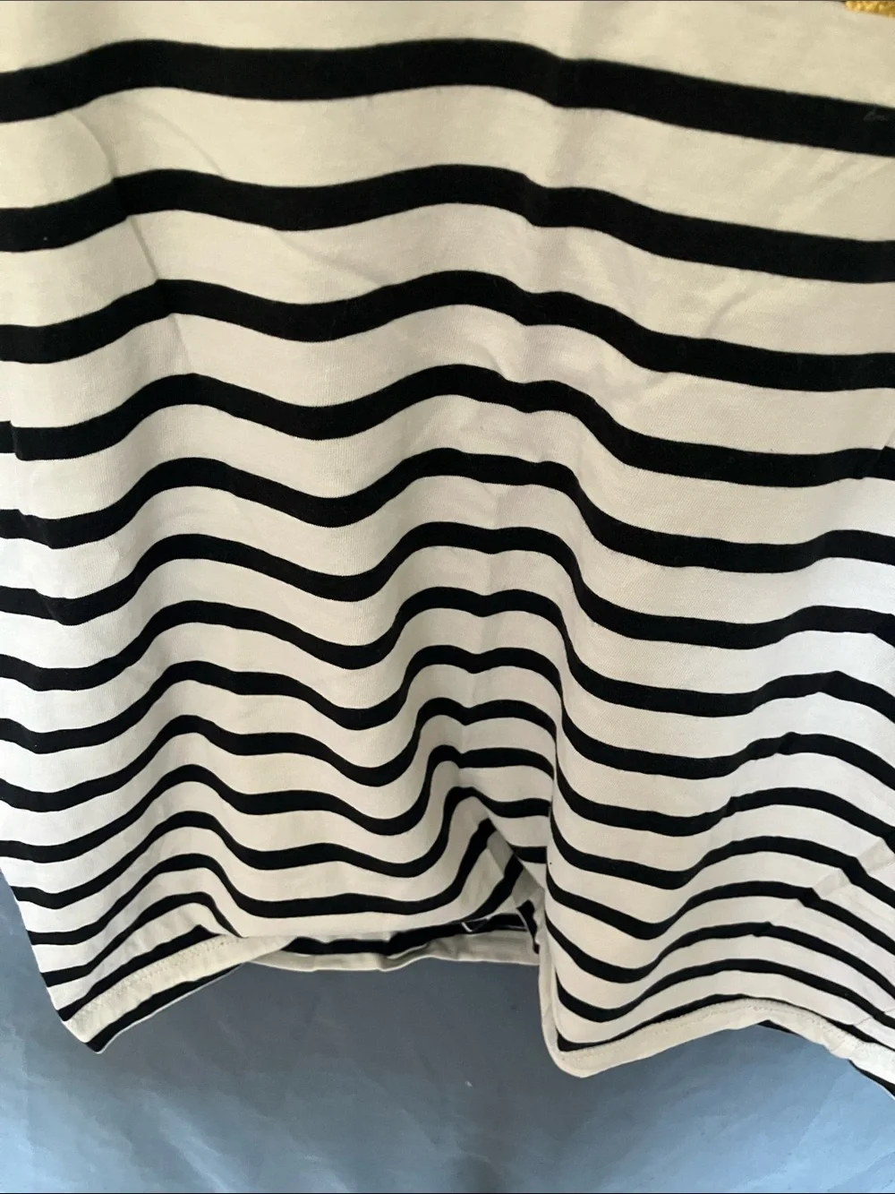 kate spade: Broome Street Black & White “Queen Bee” Striped Tee- S